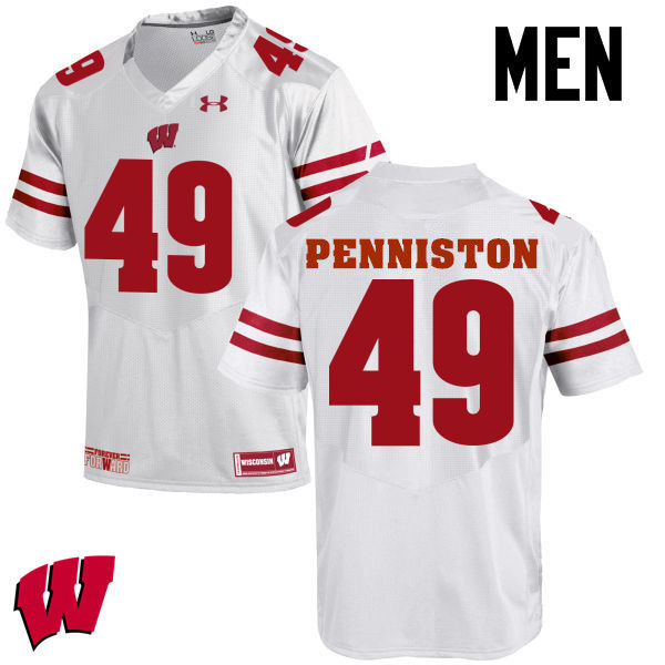 Wisconsin Badgers Men's #49 Kyle Penniston NCAA Under Armour Authentic White College Stitched Football Jersey YR40F06RJ